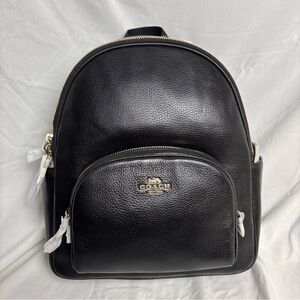 Coach Women's Court  Gold/Black Refined Pebble Leather Backpack (5666) - NWT